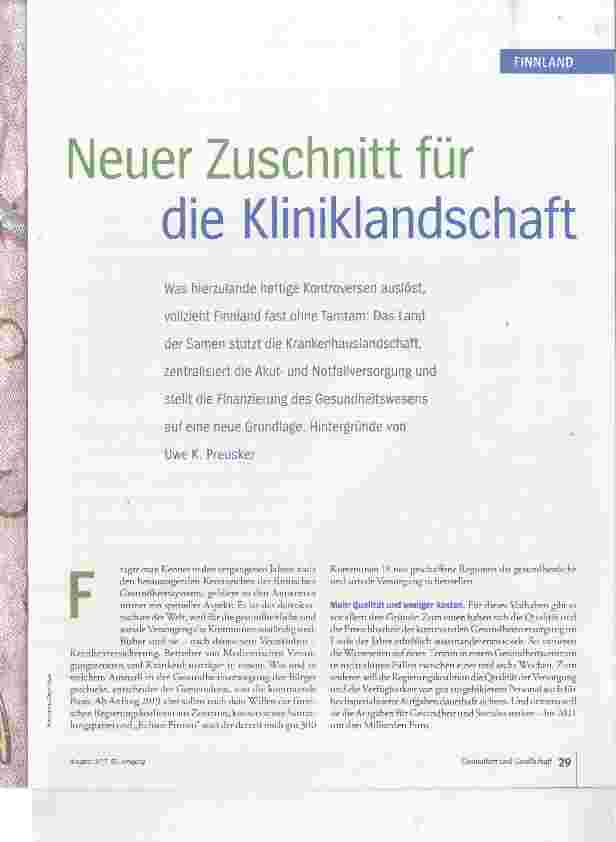 Vorschauseite 1: Neuer Zuschnitt für die Kliniklandschaft