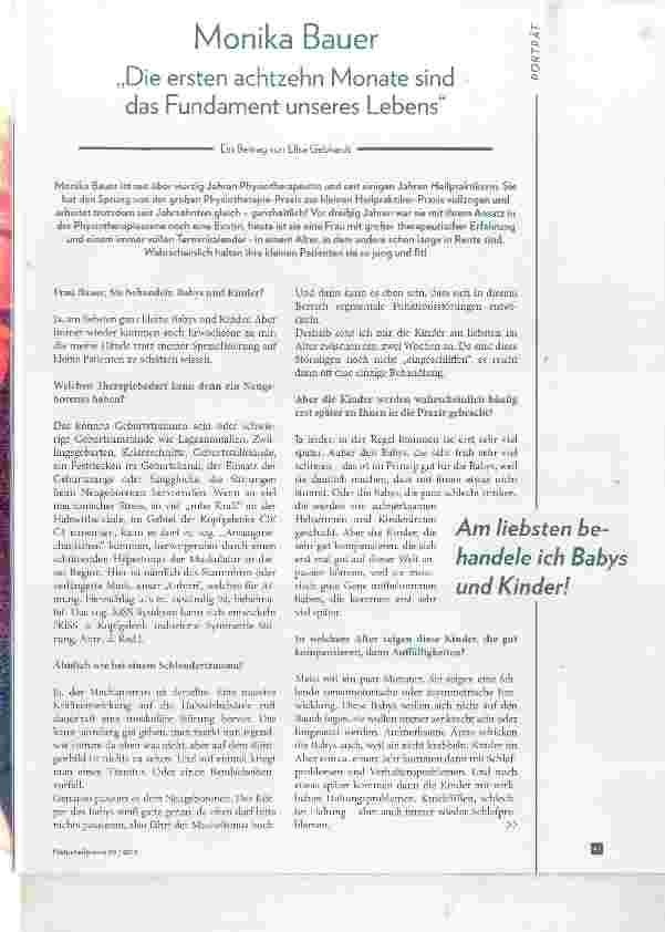 Vorschauseite 2: Monika Bauer „Die ersten achtzehn Monate sind das Fundament unseres Lebens“