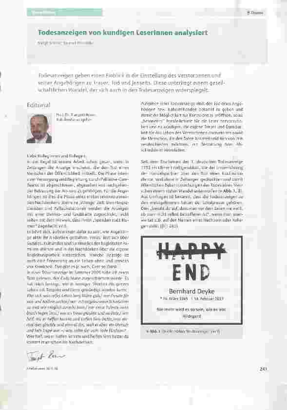 Vorschauseite 1: Todesanzeigen von kundigen Leserinnen analysiert