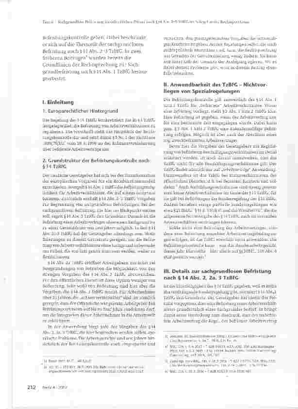 Vorschauseite 2: Sachgrundlose Befristung im öffentlichen Dienst nach § 14 Abs. 2-3 TzBfG im Spiegelneuer Rechtsprechung