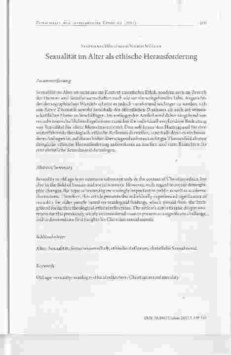 Vorschauseite 1: Sexualität im Alter als ethische Herausforderung