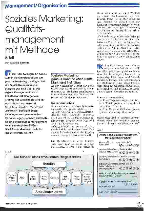Vorschauseite 1: Soziales Marketing: Qualitätsmanagement mit Methode 2. Teil