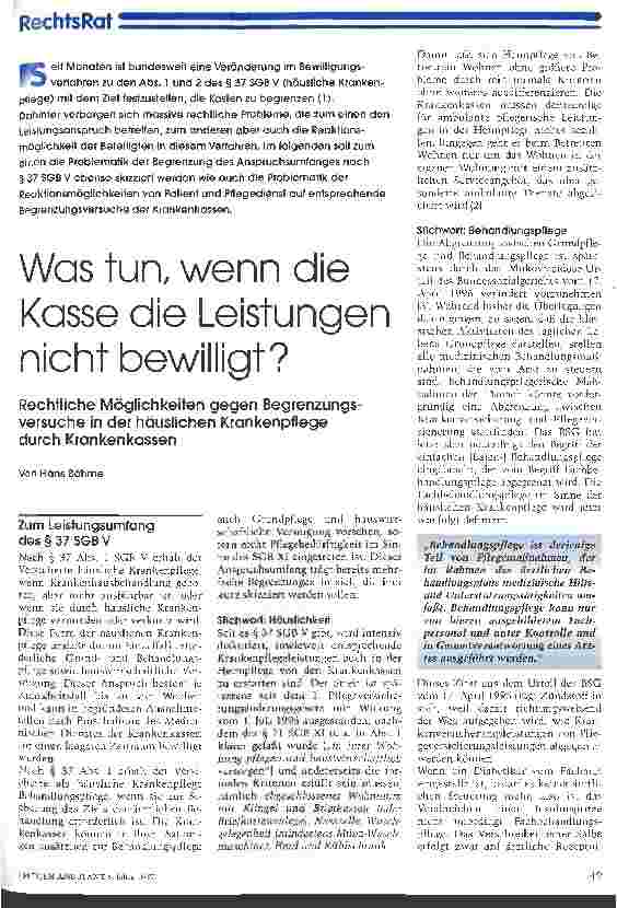 Vorschauseite 1: Was tun, wenn die Kasse die Leistungen nicht bewilligt?