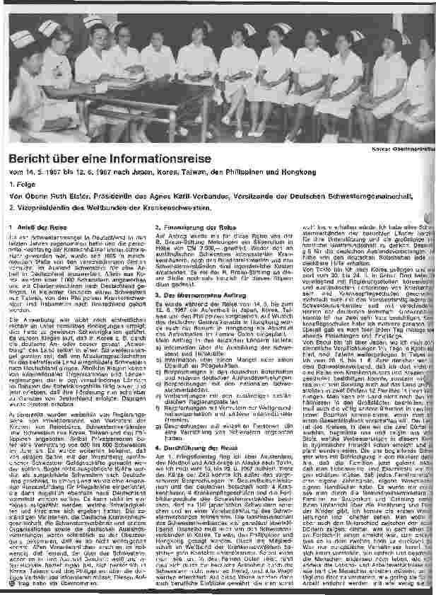 Vorschauseite 1: Bericht über eine Informationsreise vom 14.05.- 12.06.1967 nach Japan, Korea, Taiwan, den Philippinen und Hongkong 1. Folge