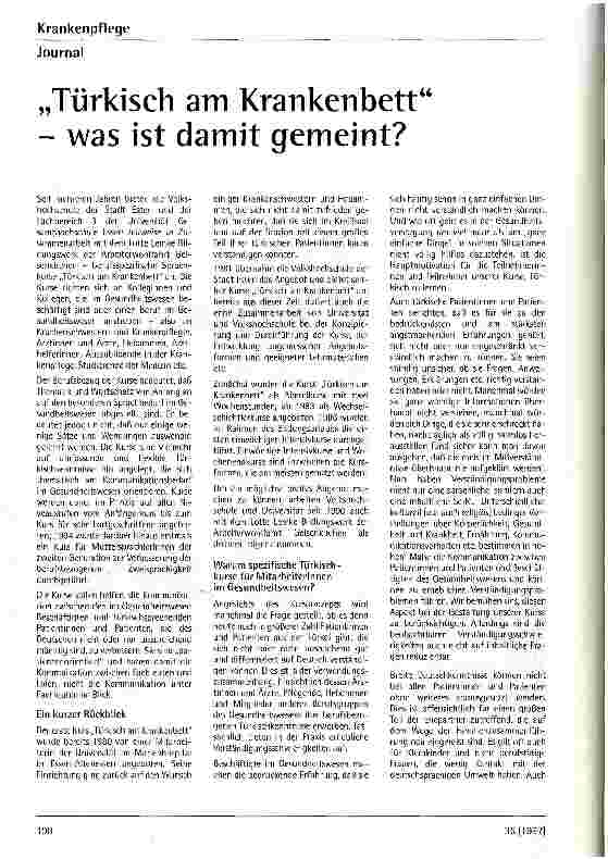 Vorschauseite 1: Türkisch am Krankenbett - was ist damit gemeint?