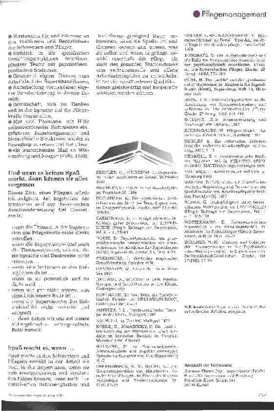 Vorschauseite 4: Und wenn es keinen Spaß macht... Supervision als unterstützendes Moment für Schwestern und Pfleger in der stationären Psychotherapie 2. Teil