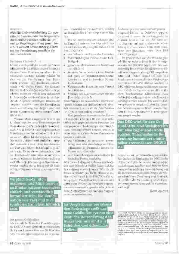Vorschauseite 3: Auswirkungen der Datenschutz-Grundverordnung auf den Gesundheitsund Sozialbereich (Teil 1)