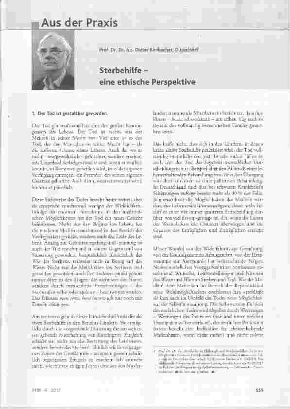 Vorschauseite 1: Sterbehilfe eine ethische Perspektive