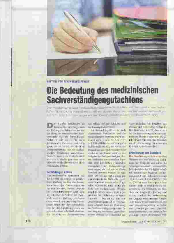 Vorschauseite 1: Die Bedeutung des medizinischen Sachverständigengutachtens