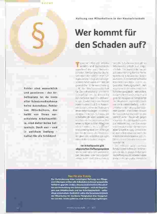 Vorschauseite 1: Wer kommt für den Schaden auf?