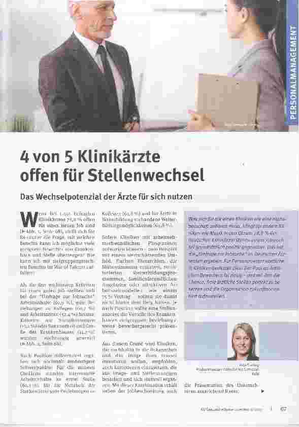 Vorschauseite 1: 4 von 5 Klinikärzte offen für Stellenwechsel