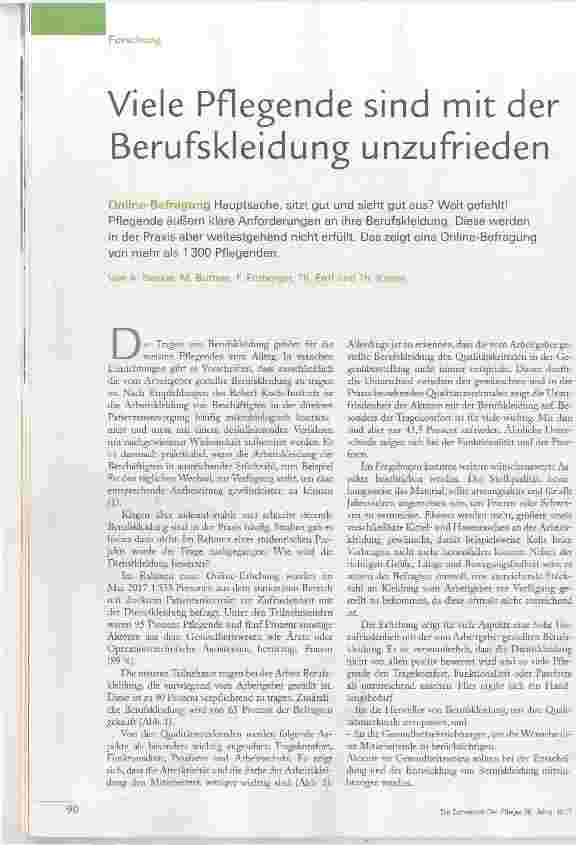 Vorschauseite 1: Viele Pflegende sind mit der Berufskleidung unzufrieden