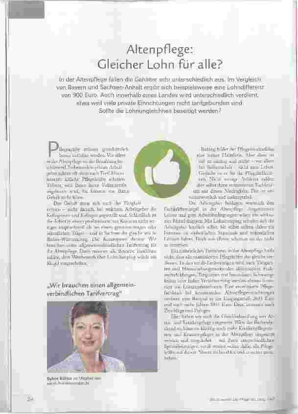 Vorschauseite 1: Altenpflege: Gleicher Lohn für alle?