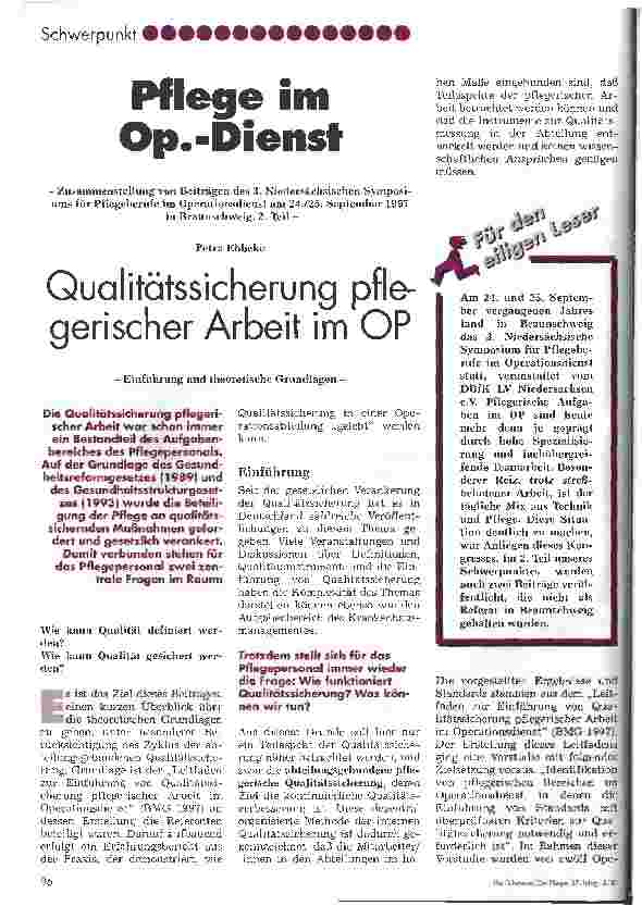 Vorschauseite 1: Qualitätssicherung pflegerischer Arbeit im OP