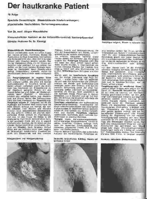 Vorschauseite 1: Der hautkranke Patient 18. Folge: Blasenbildende Hauterkrankungen; physikalische Hautschäden; Verhornungsanomalien