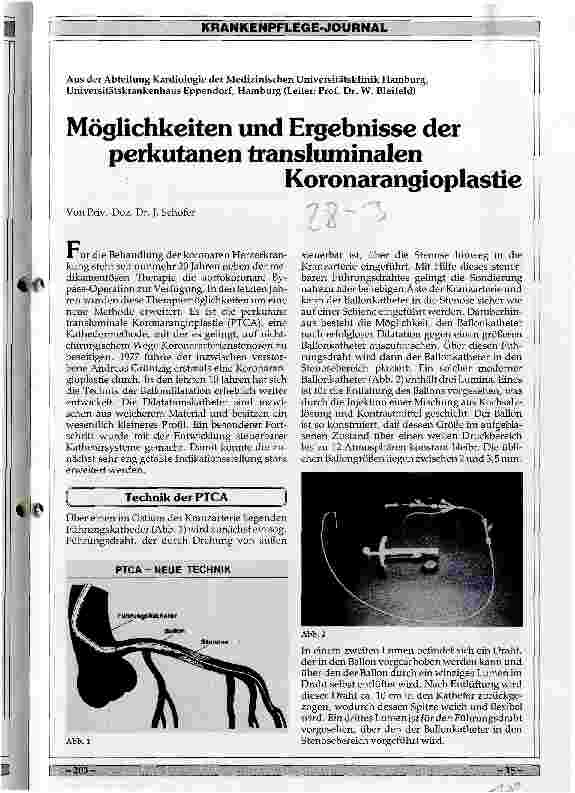Vorschauseite 1: Möglichkeiten und Ergebnisse der perkutanen transluminalen Koronarangioplastie