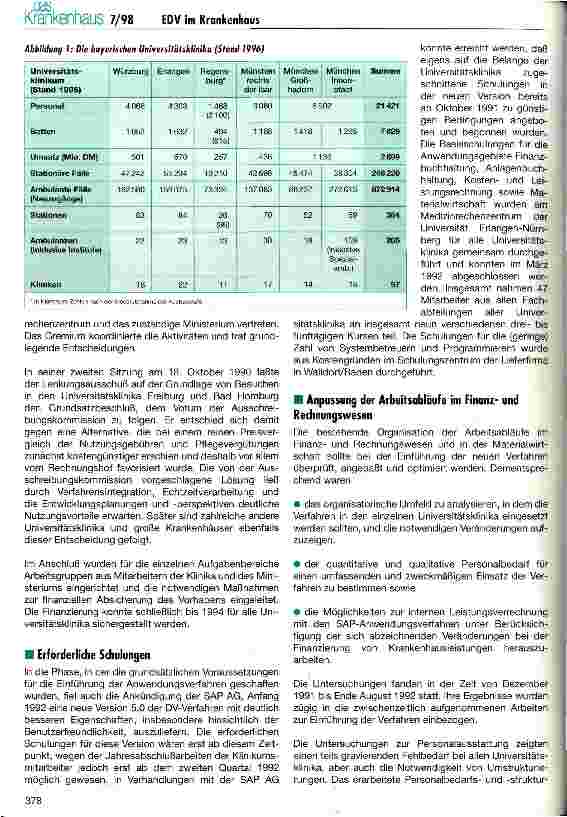 Vorschauseite 2: Die Einführung der SAP-Verfahren für das Rechnungswesen und die Materialwirtschaft der bayerischen Universitätsklinika