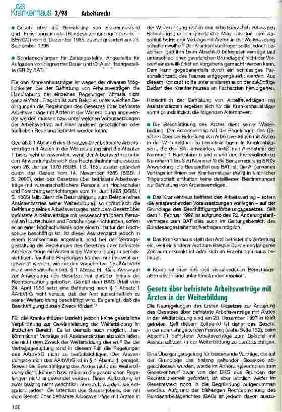 Vorschauseite 2: Befristung von Arbeitsverträgen mit nachgeordneten Ärzten (Teil 1)