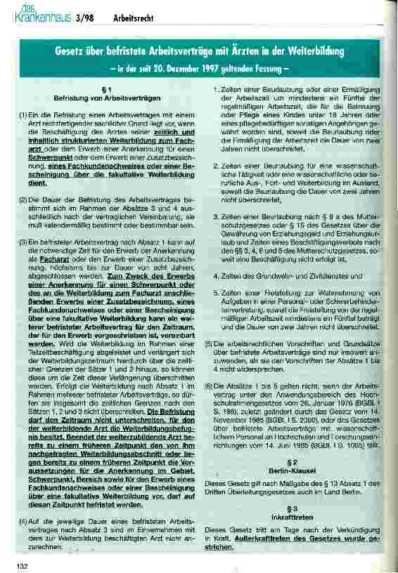 Vorschauseite 4: Befristung von Arbeitsverträgen mit nachgeordneten Ärzten (Teil 1)