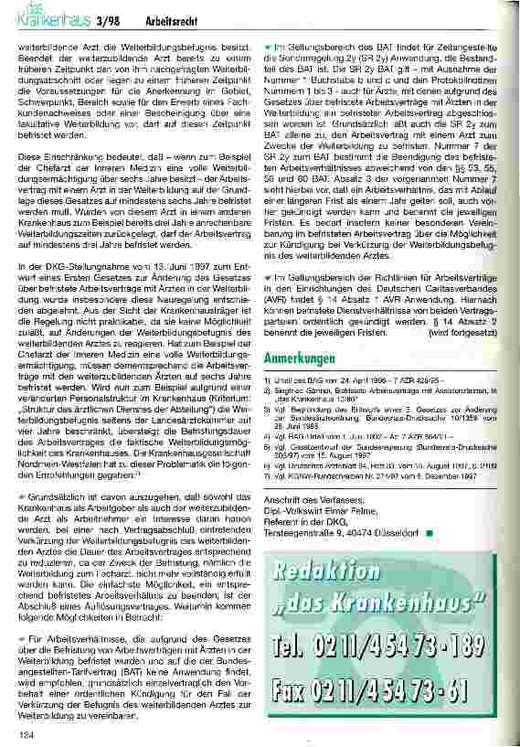 Vorschauseite 6: Befristung von Arbeitsverträgen mit nachgeordneten Ärzten (Teil 1)