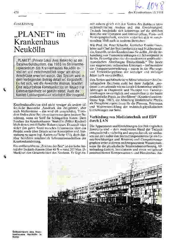 Vorschauseite 1: Planet im Krankenhaus Neuköln (Private Lokal Area Network)