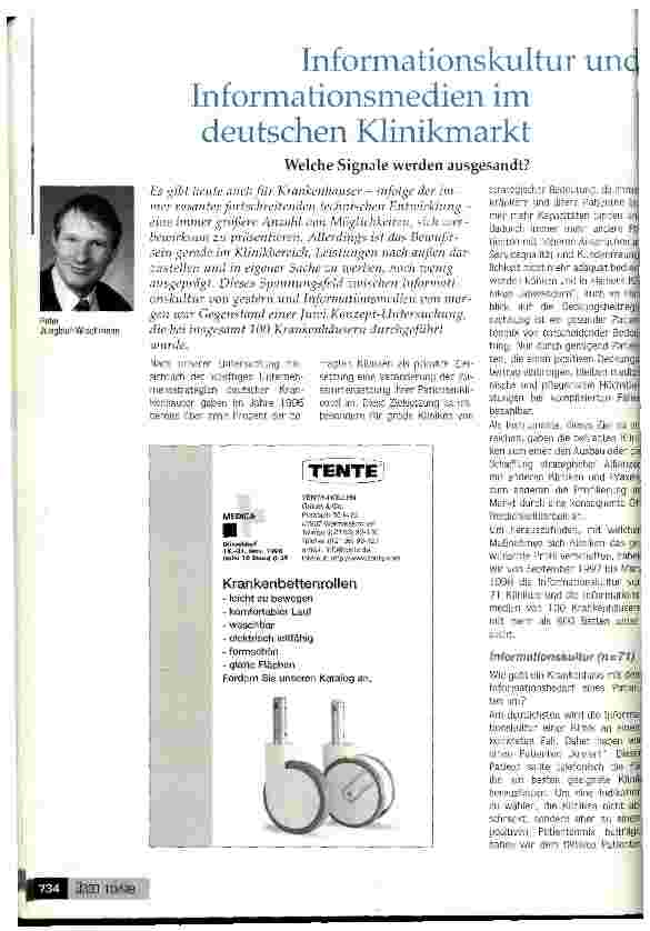 Vorschauseite 1: Informationskultur und Informationsmedien im deutschen Klinikmarkt Welche Signale werden ausgesandt?