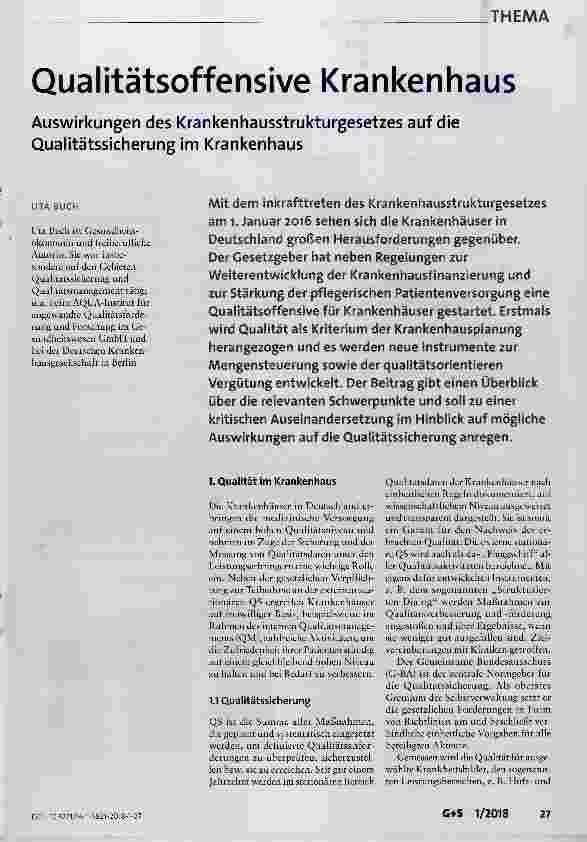 Vorschauseite 1: Qualitätsoffensive Krankenhaus