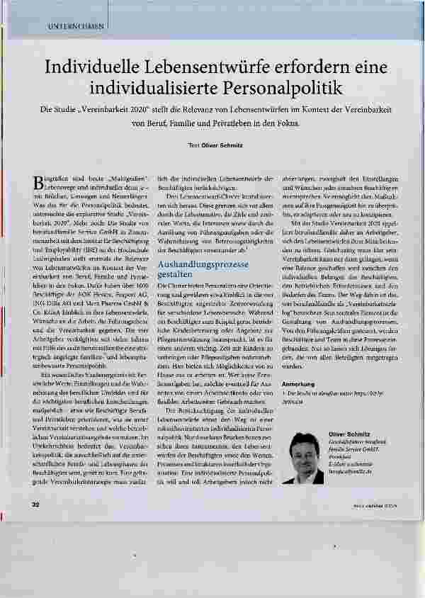 Vorschauseite 1: Individuelle Lebensentwürfe erfordern eine individualisierte Personalpolitik