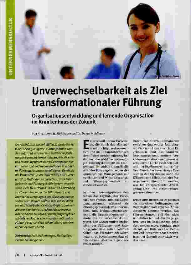 Vorschauseite 1: Unverwechselbarkeit als Ziel transformationaler Führung