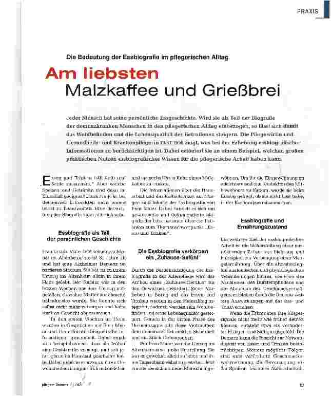 Vorschauseite 1: Am liebsten Malzkaffee und Grießbrei