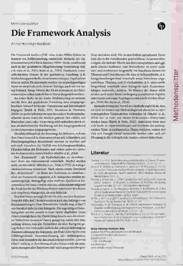 Vorschauseite 1: Die Framework Analysis