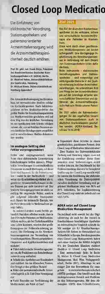 Vorschauseite 1: Closed Loop Medication Management ein Muss für die Klinik 4.0