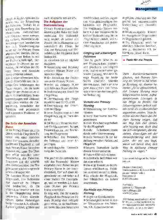 Vorschauseite 2: Professionelle Pflege durch Primary Nursing? 2. Teil
