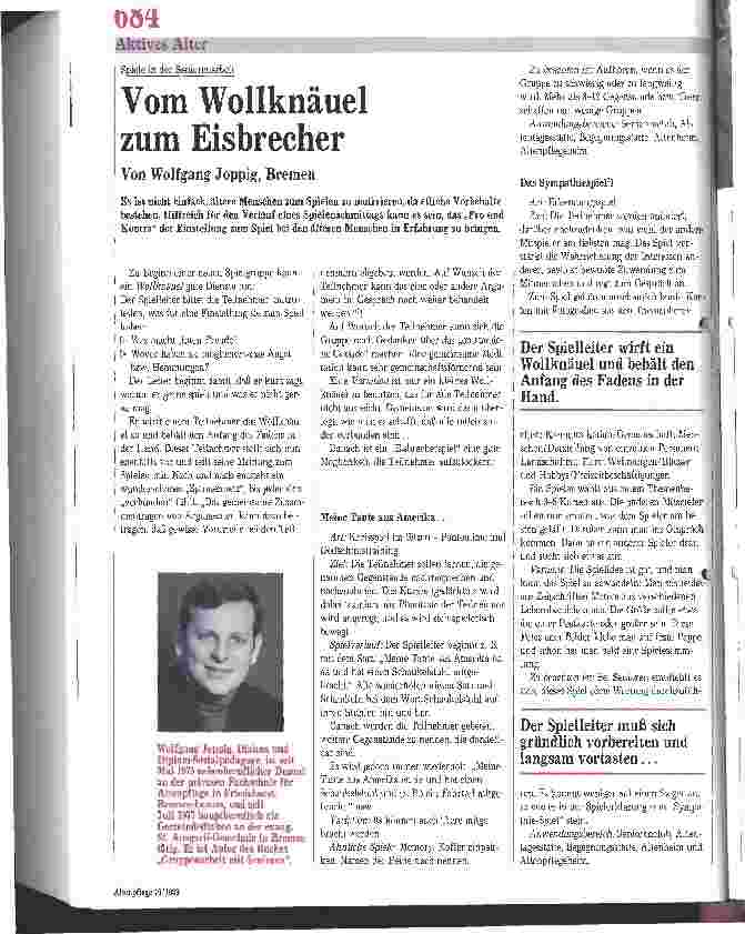 Vorschauseite 1: Spiele in der Seniorenarbeit: Vom Wollknäuel zum Eisbrecher