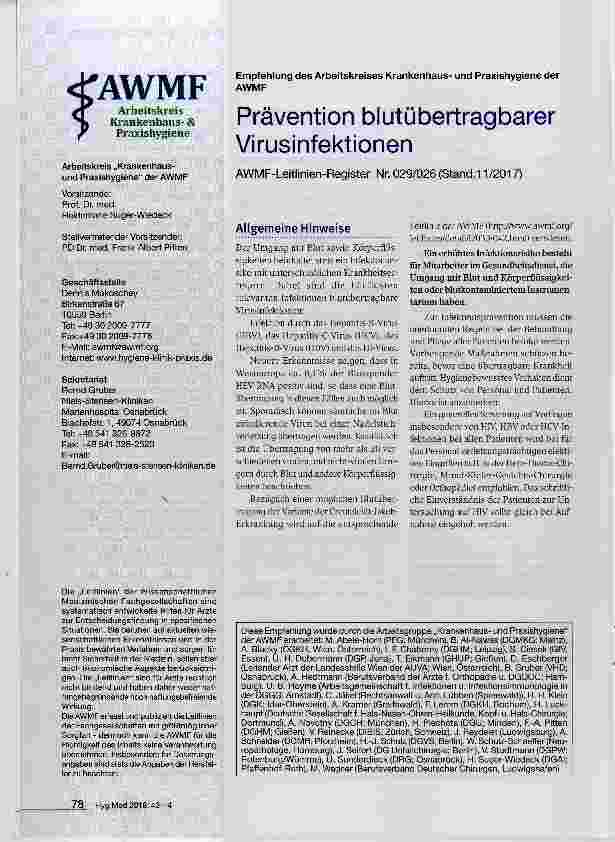Vorschauseite 1: Prävention blutübertragbarer Virusinfektionen