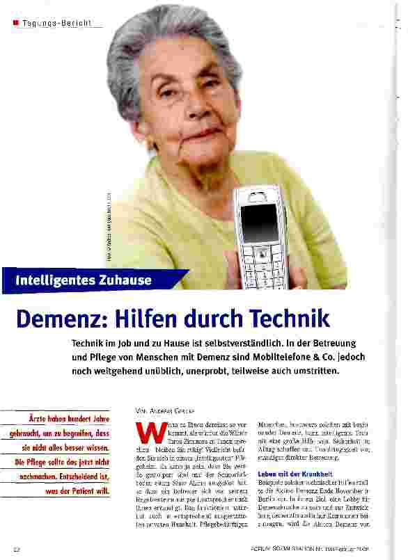 Vorschauseite 1: Demenz: Hilfen durch Technik