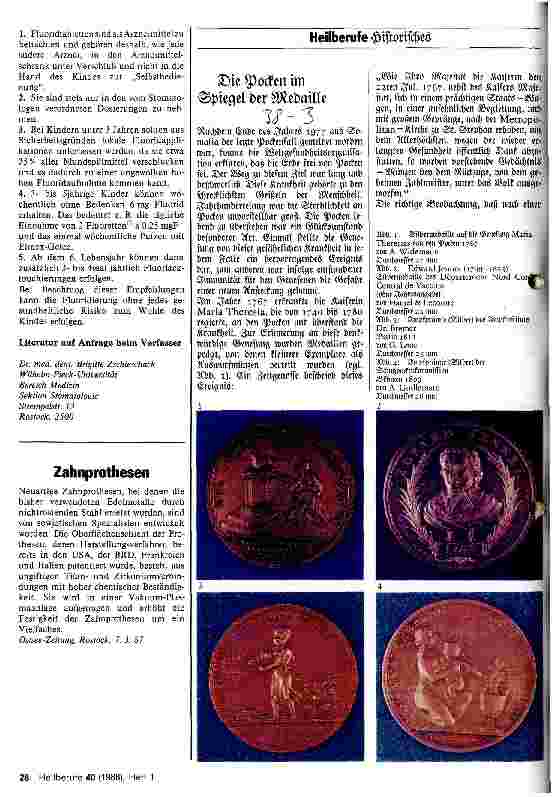 Vorschauseite 1: Historisches Die Pocken im Spiegel der Medaille