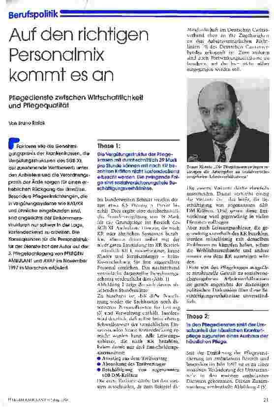 Vorschauseite 1: Auf den richtigen Personalmix kommt es an Pflegedienste zwischen Wirtschaftlichkeit und Pflegequalität