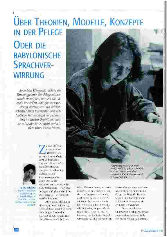 Vorschauseite 1: Über Theorien, Modelle, Konzepte in der Pflege oder die babylonische Sprachverwirrung