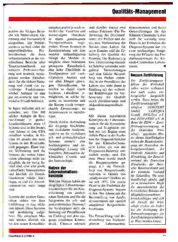 Vorschauseite 4: Neue Entwicklungen in der Laborautomation: Eine wichtige Antwort auf den wachsenden Kostendruck