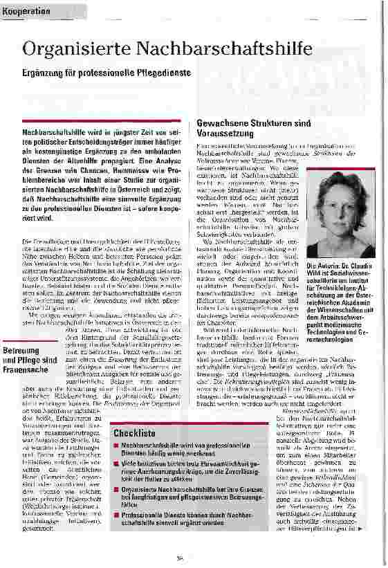 Vorschauseite 1: Organisierte Nachbarschaftshilfe Ergänzung für professionelle Pflegedienste