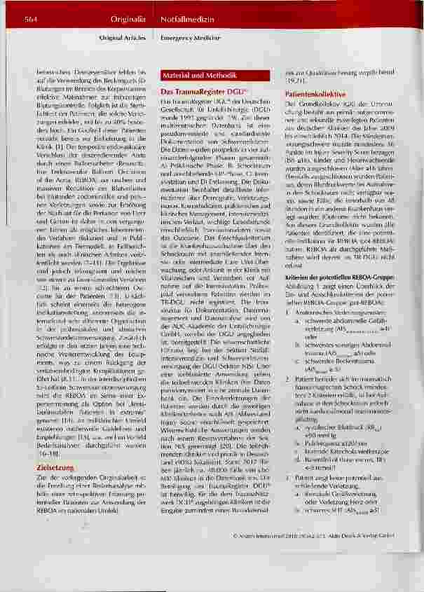 Vorschauseite 3: REBOA als additives Konzept zur Notfallthorakotomie beim Schwerstverletzten notwendig oder entbehrlich?