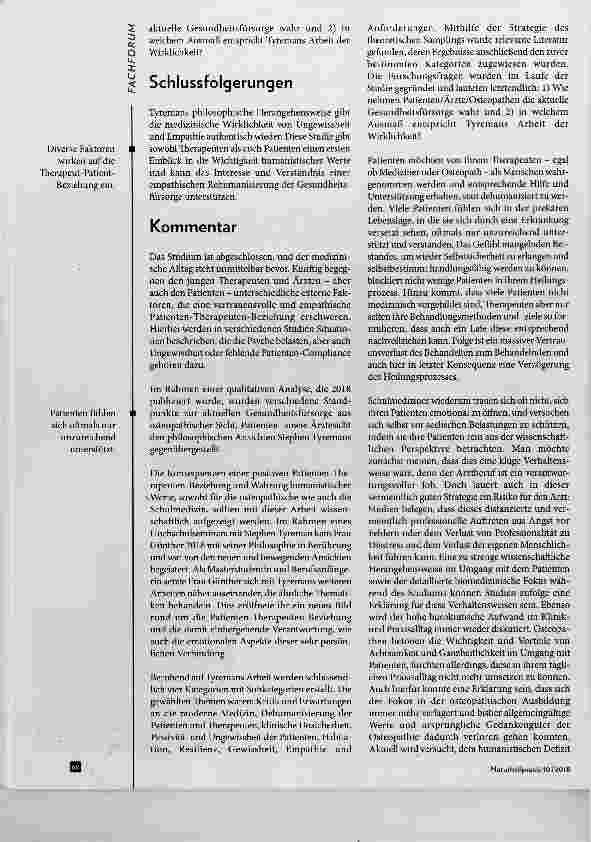Vorschauseite 2: Ausübung der Gesundheitsfürsorge aus Patientenund Therapeutensicht