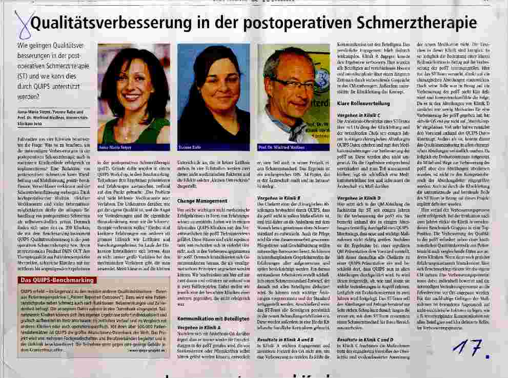 Vorschauseite 1: Qualitätsverbesserung in der postoperativen Schmerztherapie