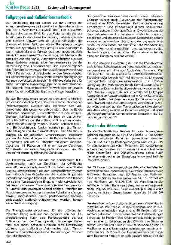 Vorschauseite 2: Effizientes Kostenund Erlösmanagement in Abhängigkeit von der Rentabilität spezifischer Therapieformen