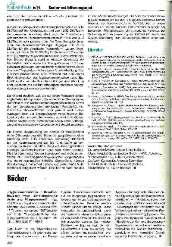 Vorschauseite 6: Effizientes Kostenund Erlösmanagement in Abhängigkeit von der Rentabilität spezifischer Therapieformen
