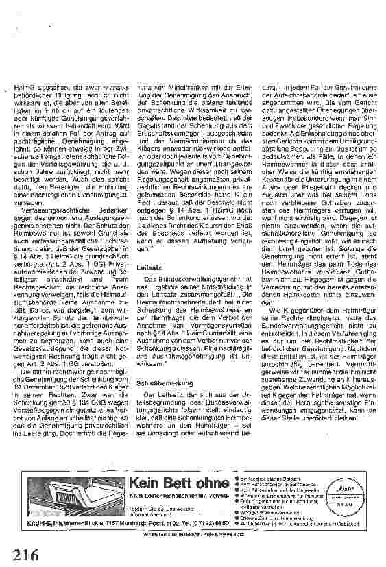 Vorschauseite 4: Ausnahmegenehmigung für Zuwendungen an Heimträger
