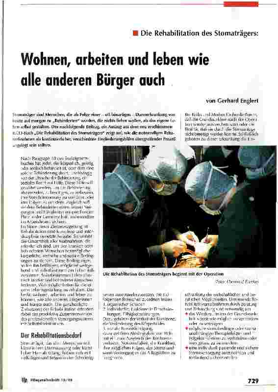 Vorschauseite 1: Wohnen, arbeiten und leben wie alle anderen Bürger auch Die Rehabilitation des Stomaträgers