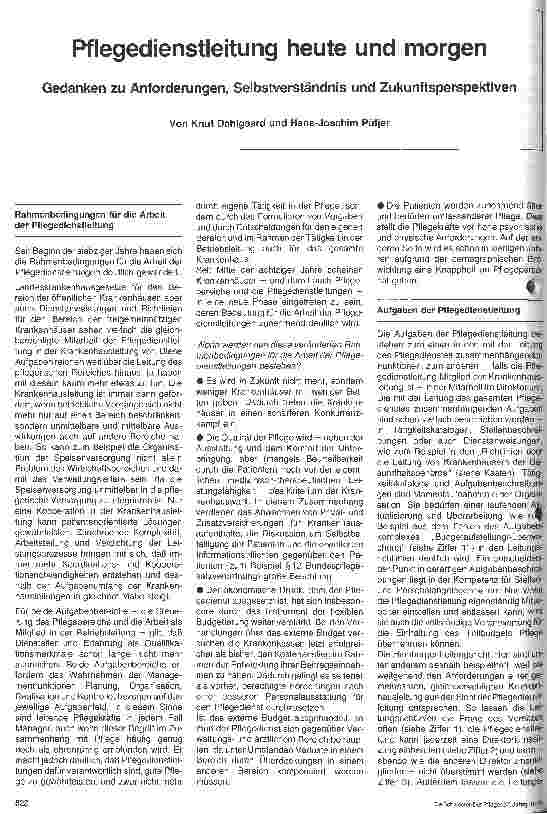 Vorschauseite 1: Pflegedienstleitung heute und morgen Gedanken zu Anforderungen, Selbstverständnis u. Zukunftsperspektiven