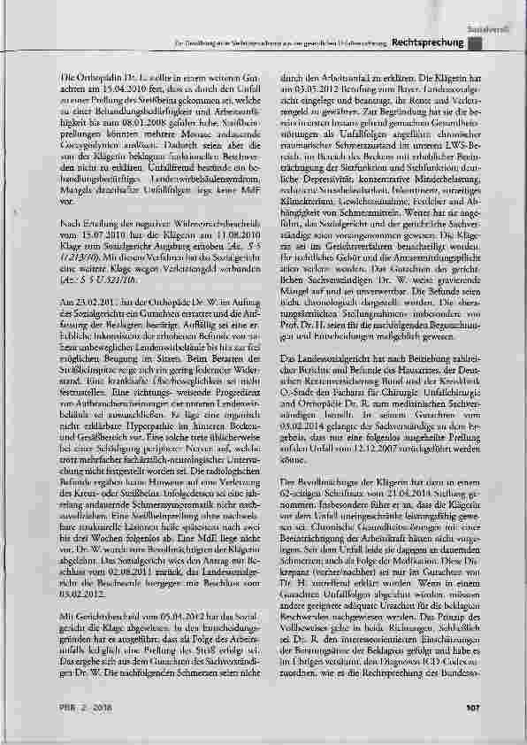 Vorschauseite 4: Zur Gewährung einer Verletztenteilrente aus der gesetzlichen Unfallversicherung